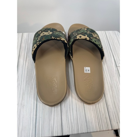 Vans Mte La Costa Slide-On Mens 13 Floral Green Camo Sandals VN000E8RCX1 NEW